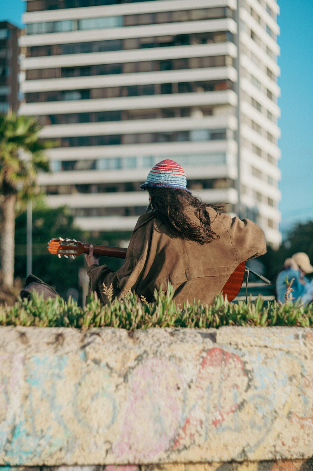 Street musician performing in a Chilean city
