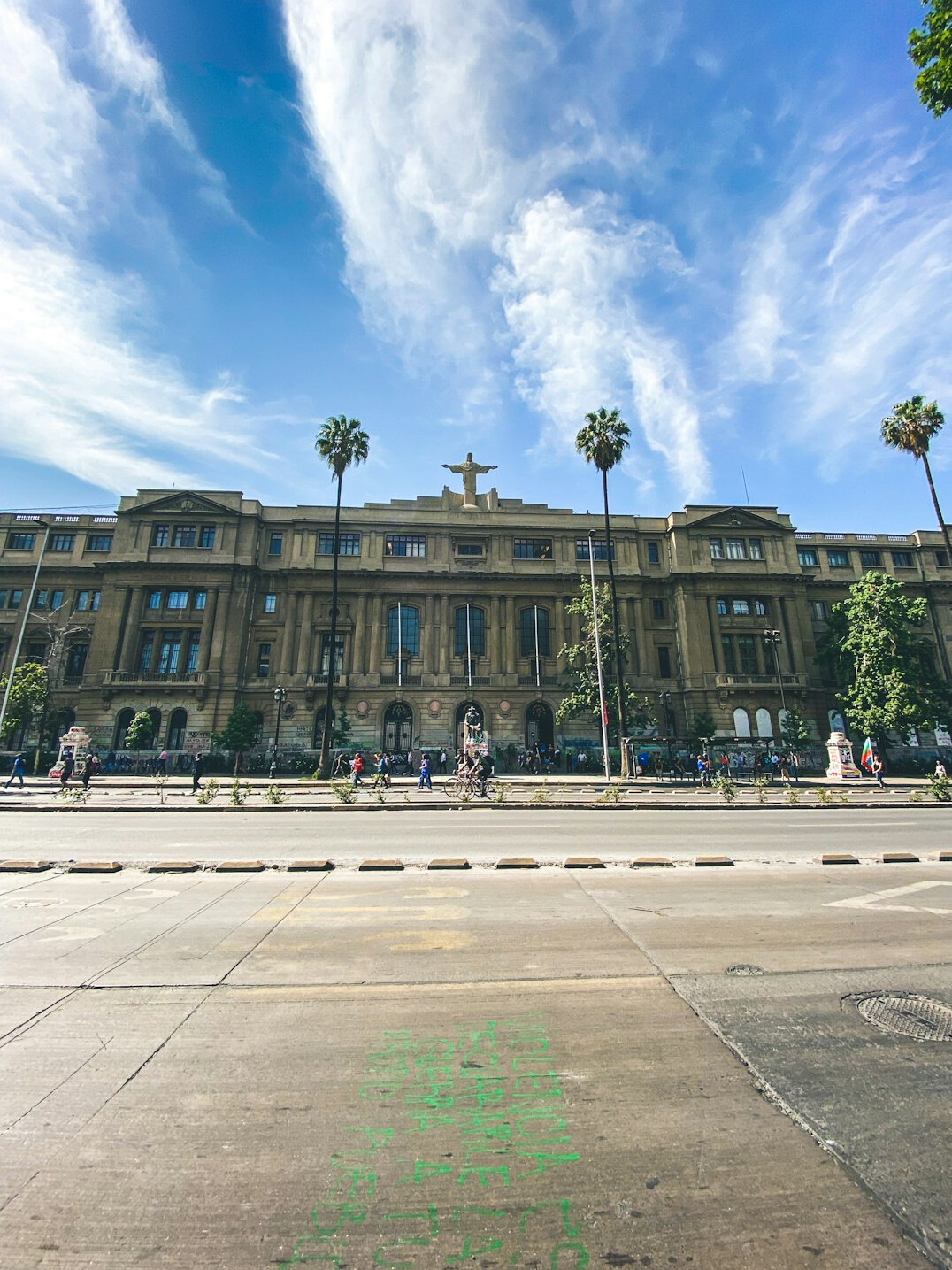 People walking through Plaza de Armas in Santiago